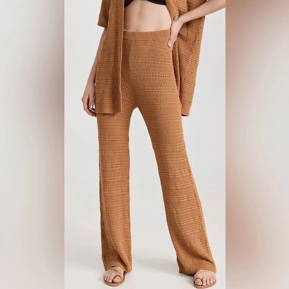 🤎 l*space Marbella Crochet Knit Coverup Pants Mojave‎ M NWT 🤎